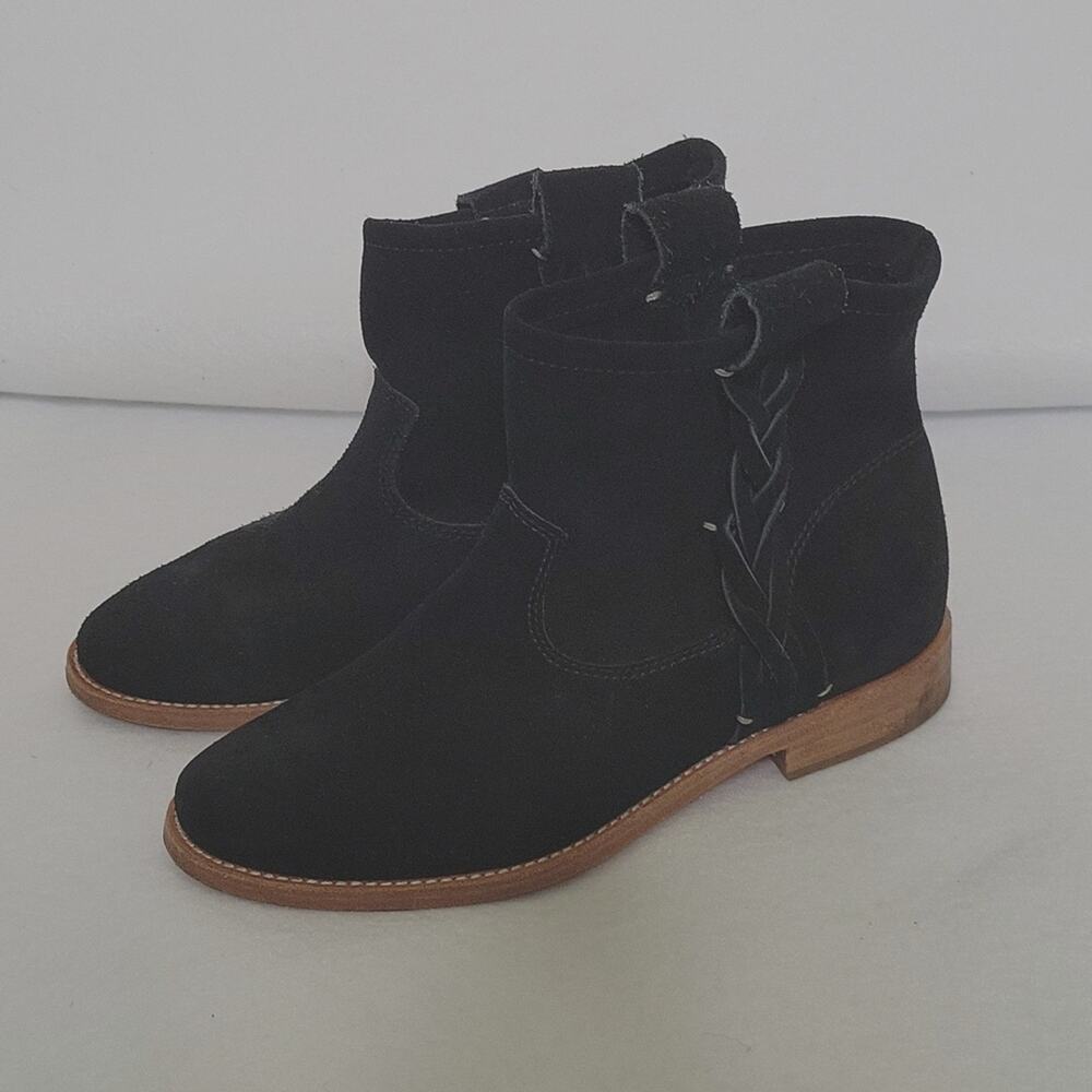 Soludos Black Suede Braided Bootie Size 6